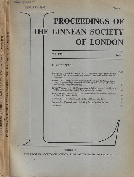 Proceedings of the Linnean Society of London Vol. 176 part. …