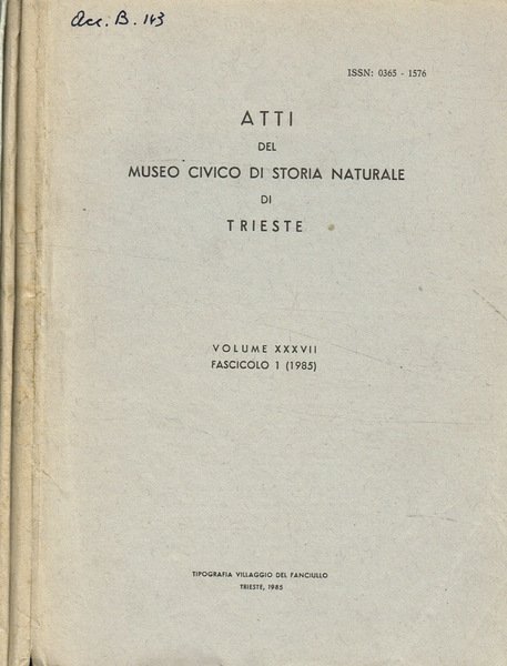 Atti del Museo Civico di Storia naturale di Trieste. Vol.XXXVII … | Immagine principale