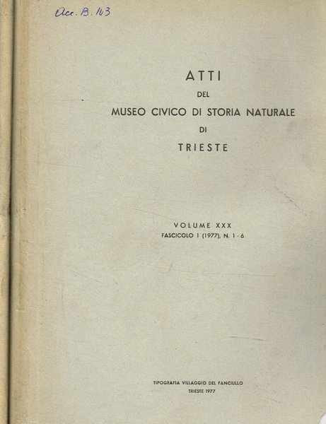 Atti del Museo Civico di Storia naturale di Trieste. Vol.XXX … | Immagine principale
