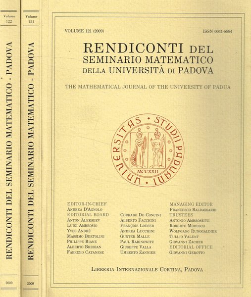 Rendiconti del Seminario Matematico della Università di Padova. Anno 2009, …