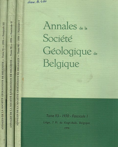Annales de la societé geologique de Belgique. Tome 93, anno …