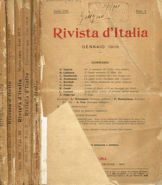 Rivista d'Italia. Lettere, scienza ed arti. Anno VIII, 1905, fasc.I …