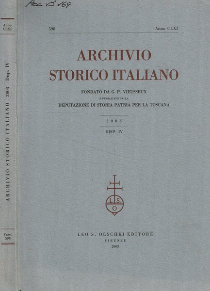 Archivio storico italiano. Anno CLXI, 2003, disp.IV | Immagine principale
