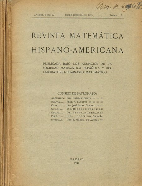 Revista matematica hispano-americana. II serie, tomo X, fasc.1/2, 3/4, 5, … | Immagine principale
