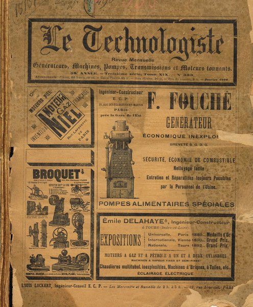 Le Technologiste. Revue mensuelle generateurs, machines, pompes, transmissions et moteurs … | Immagine principale