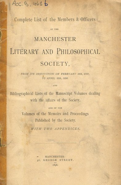 Complete list of the members & officers of the Manchester … | Immagine principale