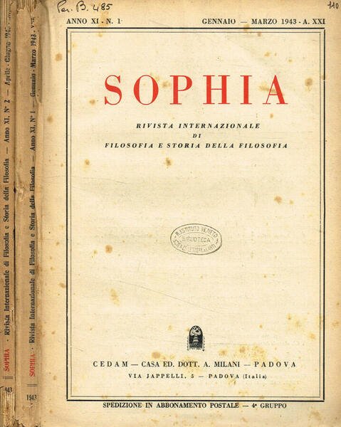 Sophia. Rivista internazionale di filosofia e storia della filosofia. Anno …