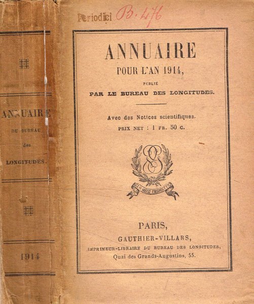 Annuaire pour l'an 1914, publié par le bureau des longitudes. | Immagine principale