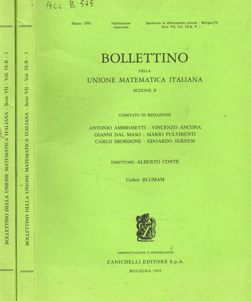 Bollettino della unione matematica italiana sezione B.Vol.IX-B, n.1, 2, anno … | Immagine principale