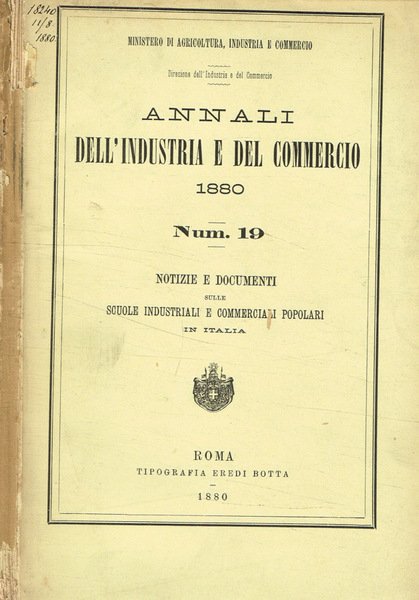 Annali dell'industria e del commercio 1880, Num.19. Notizie e documenti … | Immagine principale