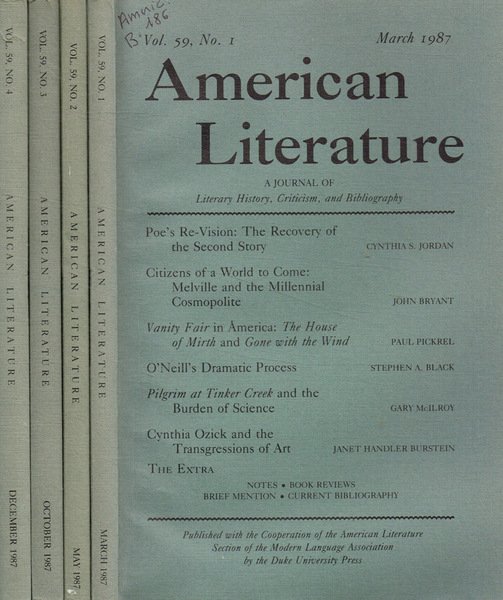 American literature. A journal history, criticism and bibliography. Vol.59, 1987 | Immagine principale