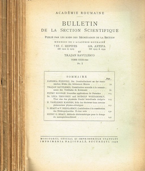 Academie roumaine. Bullettin de la section scientifique tome XXII, fasc.2, …