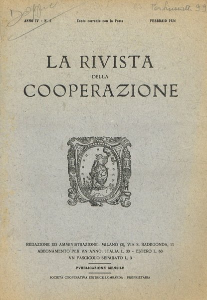La rivista della cooperazione. Anno IV, fasc.2, febbraio 1924