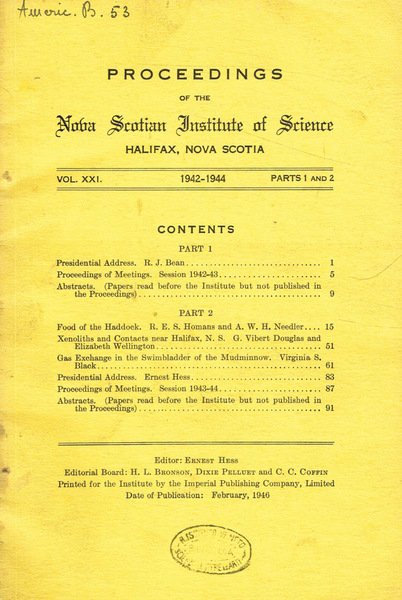 Proceedings of the nova scotian institute of science halifax, nova …