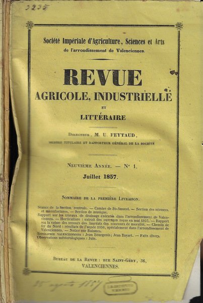 Revue Agricole, Industrielle et Litteraire Anno 1857 n. 1-2-4-5-6