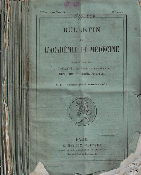 Bulletin de L'Académie de Médecine Anno 1875 (incompleto)