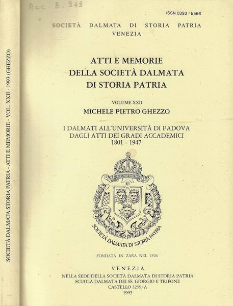 I Dalmati all'Università di Padova dagli Atti dei gradi accademici …
