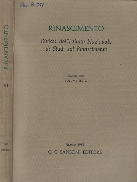 Rinascimento Vol. VI Anno 1966
