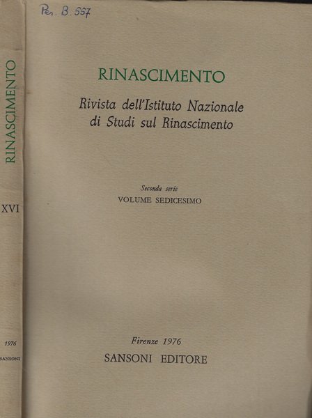 Rinascimento Vol. XVI Anno 1976