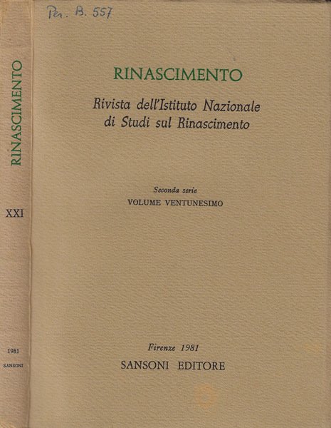 Rinascimento Vol. XXI Anno 1981