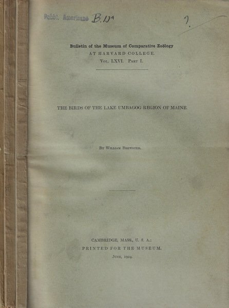 The birds of the lake umbagog region of maine Vol. LXVI Part. 1-2-4