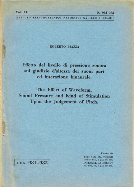 Effetto del livello di pressione sonora sul giudizio d'altezza dei … | Immagine principale