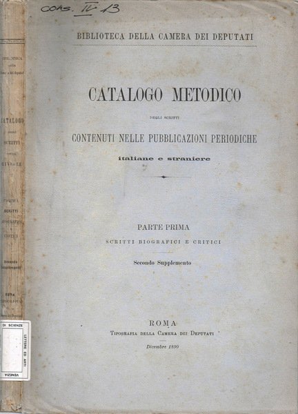 Catalogo metodico degli scritti contenuti nelle pubblicazioni periodiche