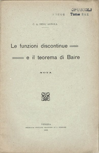Le funzioni discontinue e il teorema di Baire