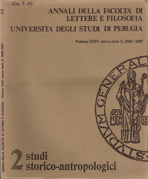 Annali della Facoltà di Lettere e Filosofia - Università degli Studi di Perugia - 2. Studi storico-antropologici