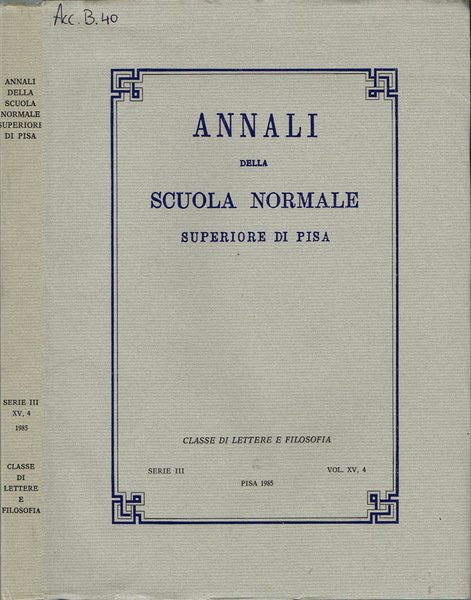 Annali della Scuola Normale Superiore di Pisa | Immagine principale