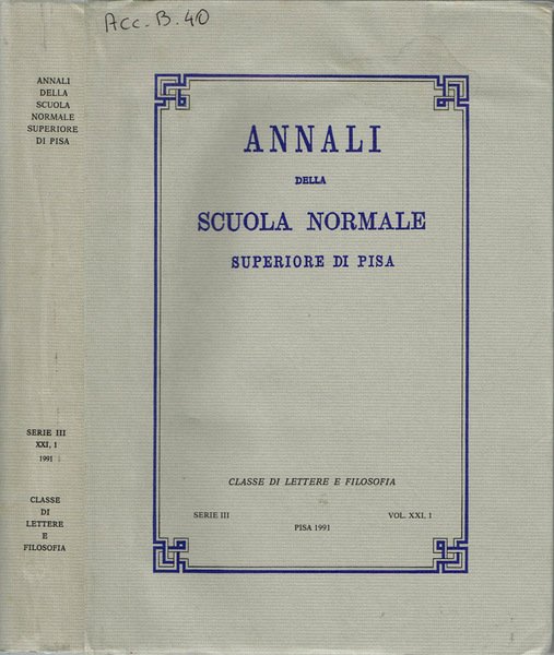 Annali della Scuola Normale Superiore di Pisa | Immagine principale