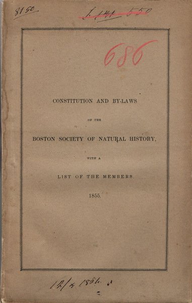 Constitution and by-laws of the Boston Society of Naturale History, | Immagine principale