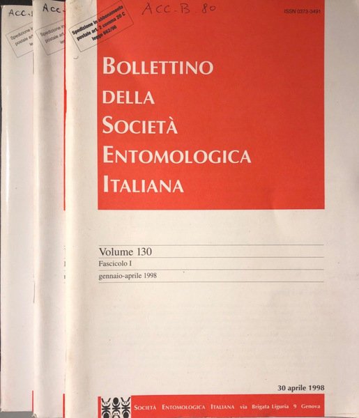 Bollettino della società entomologica italiana vol 130/1998 | Immagine principale