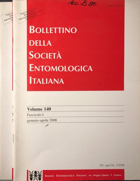 Bollettino della società entomologica italiana vol 140/2008