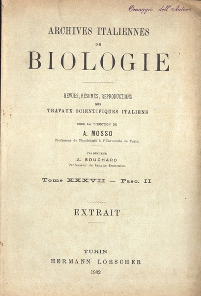Archives italiennes de biologie Tome XXXVI, Fasc. II | Immagine principale