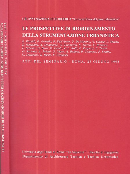 Le prospettive di riordinamento della strumentazione urbanistica