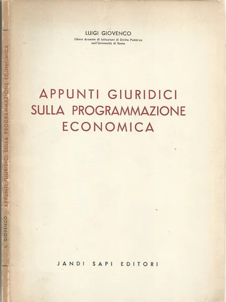 Appunti giuridici sulla programmazione economica