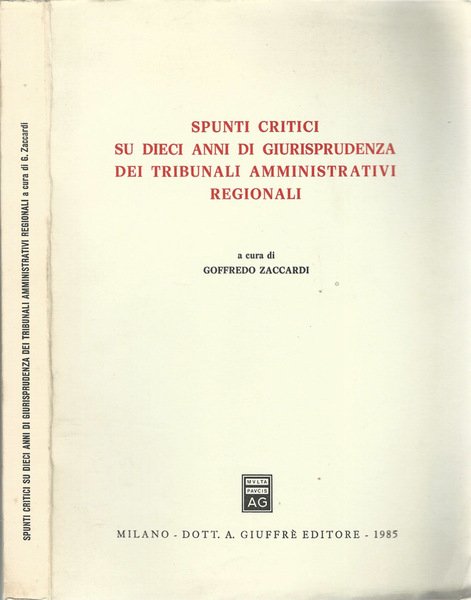 Spunti critici su dieci anni di giurisprudenza dei tribunali amministrativi … | Immagine principale