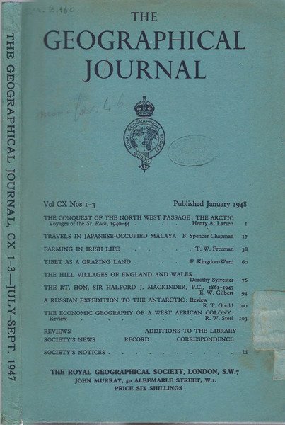 The Geographical Journal Vol. CX anno 1948 (part 1-3)