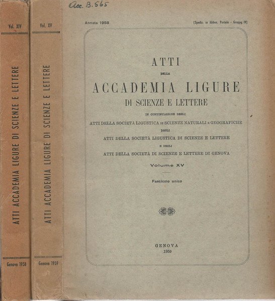Atti della Accademia Ligure di Scienze e Lettere 1958 e …