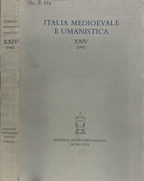 Italia Medioevale e Umanistica vol. XXIV 1981
