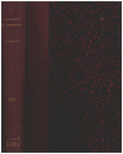 Annales de l' Universite de Grenoble Tomo XVI 1904
