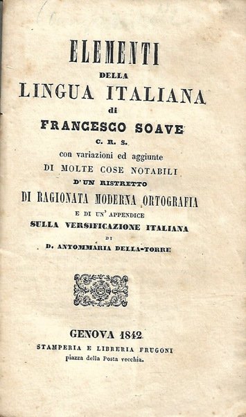 Elementi della Lingua Italiana di Francesco Soave