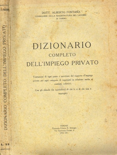 Dizionario completo dell'impiego privato