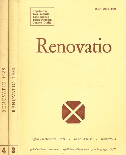 Renovatio. Rivista di teologia e cultura. Anno XXIV, n.3, 4, …