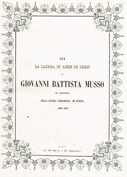 Per la laurea in ambe le leggi di Giovanni Battista …