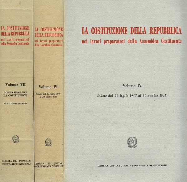 La Costituzione della Repubblica nei lavori preparatori della Assemblea Costituente …