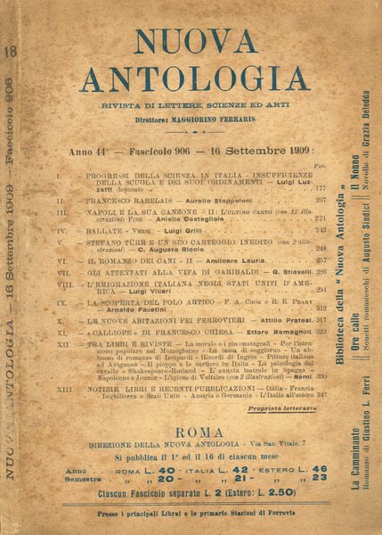 Nuova antologia. Rivista di lettere, scienze ed arti. Anno 44, …