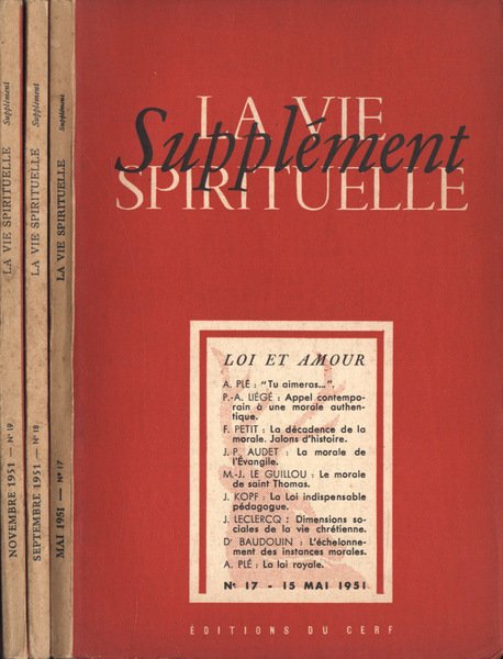 La vie spirituelle 1951 supplèment n. 17 - 18 - …