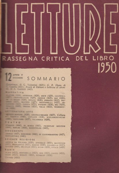 Letture - Anno V - N. 12 - 1950